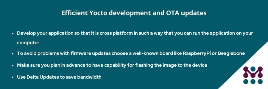 Efficient Yocto development and OTA updates summary