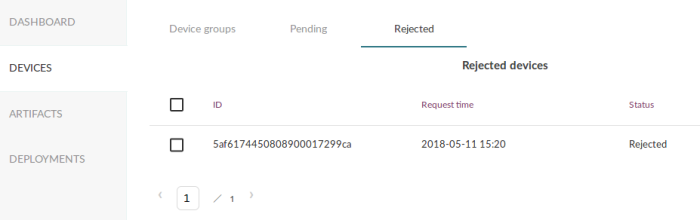 UI devices pending and rejected filter