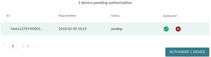 Device pending authorization